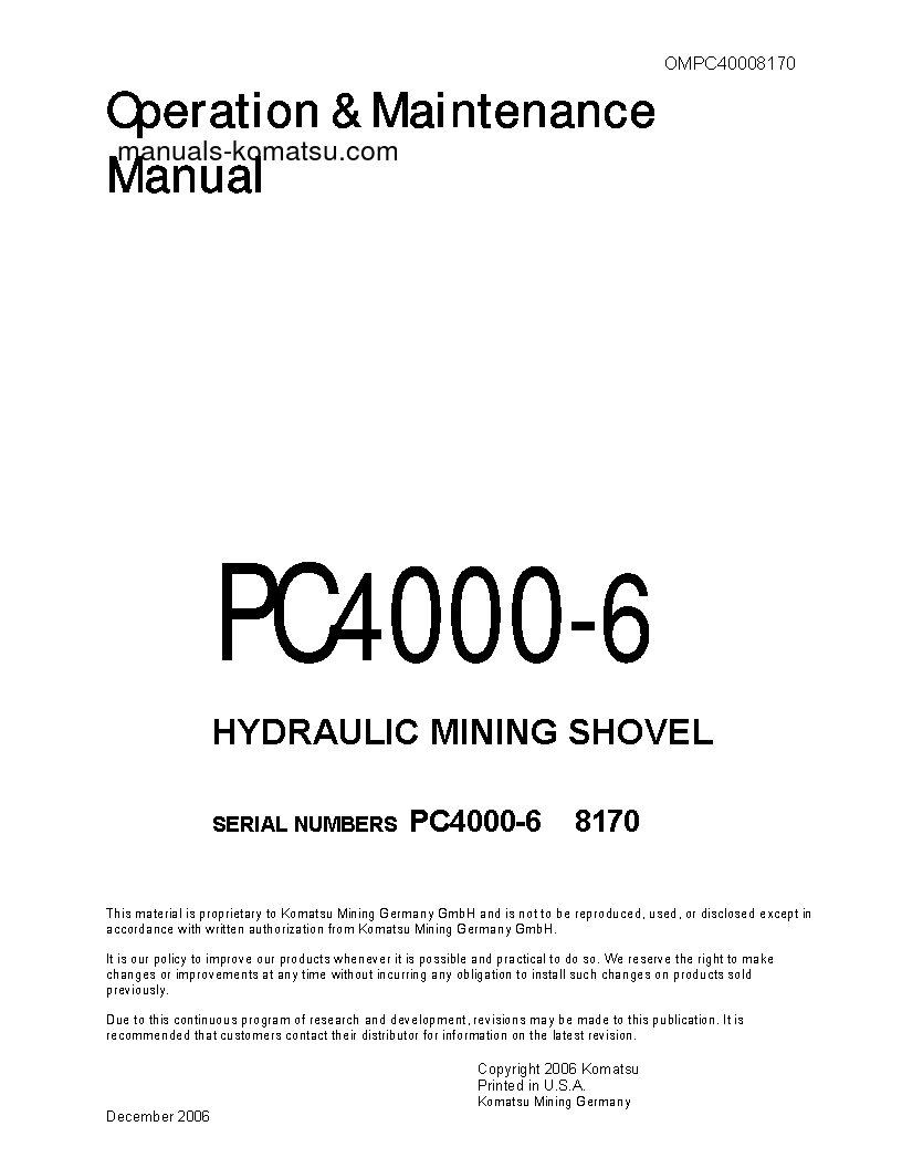 PC4000-6(DEU) S/N 08170 Operation manual (English)
