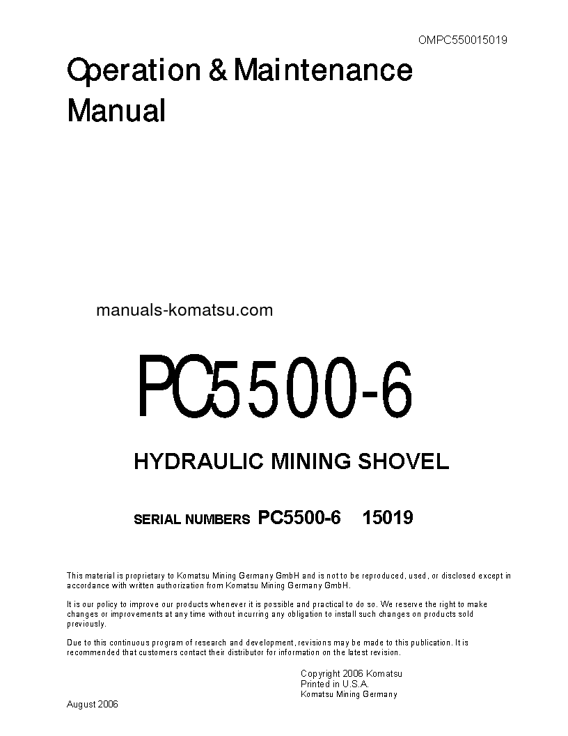 PC5500-6(DEU) S/N 15019 Operation manual (English)