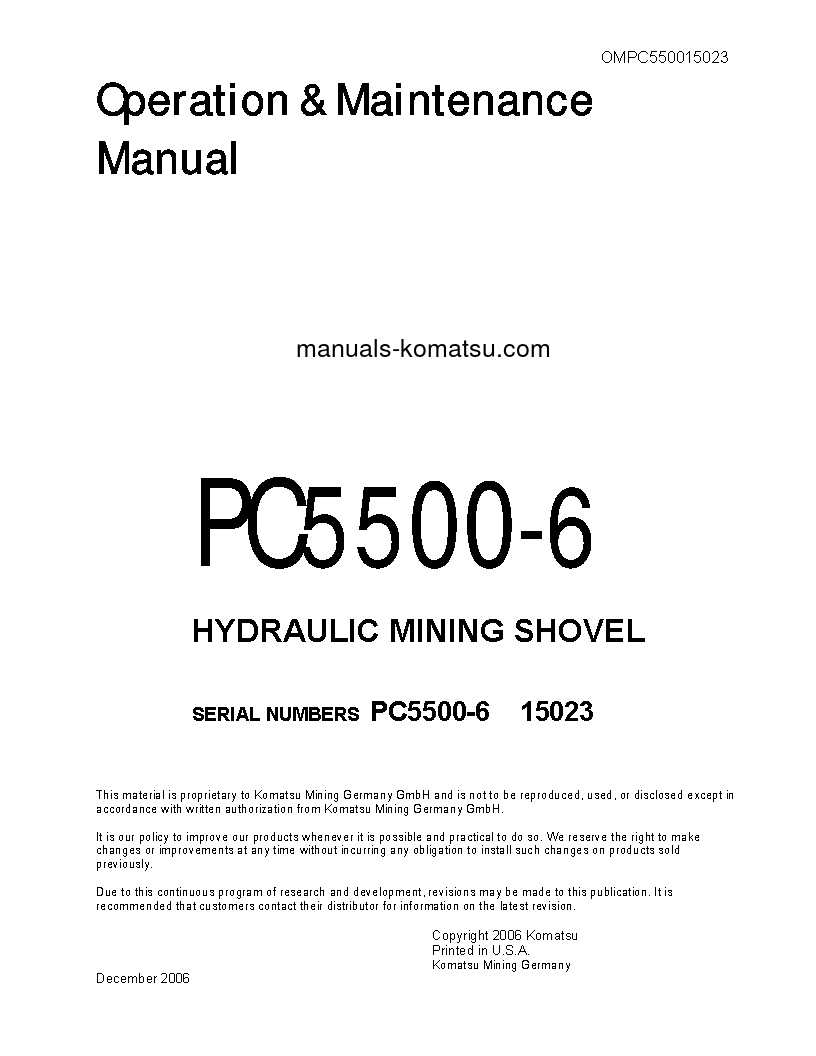 PC5500-6(DEU) S/N 15023 Operation manual (English)