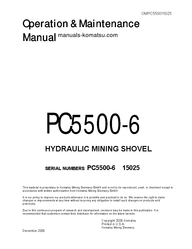 PC5500-6(DEU) S/N 15025 Operation manual (English)