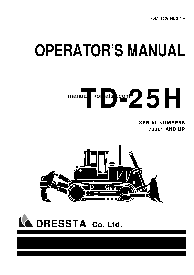TD-25H S/N 73001-UP Operation manual (English)