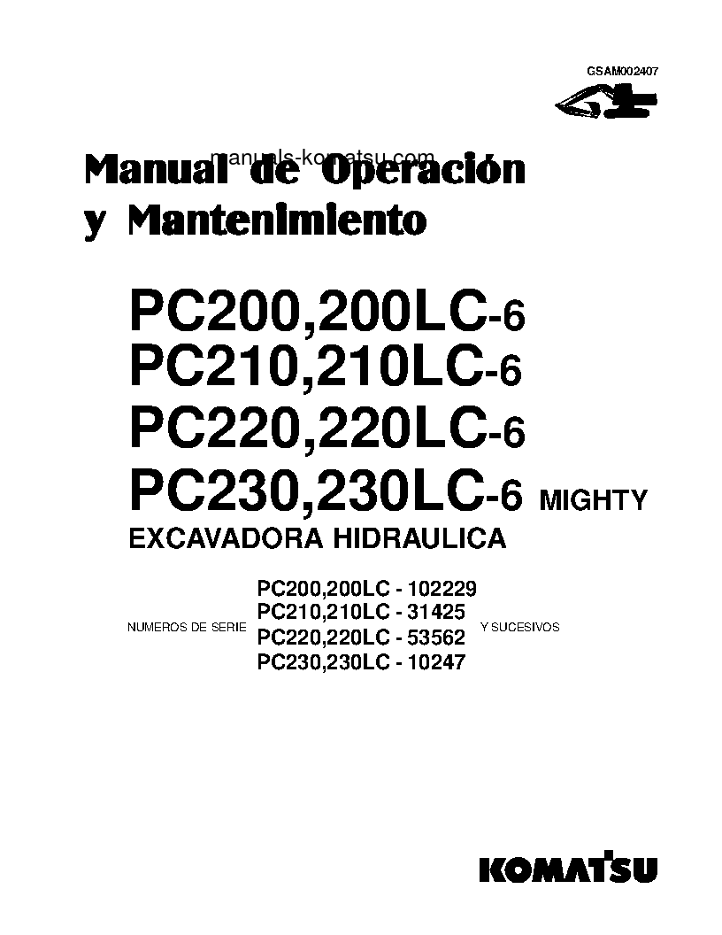PC210-6(JPN) S/N 31425-31495 Operation manual (Spanish)