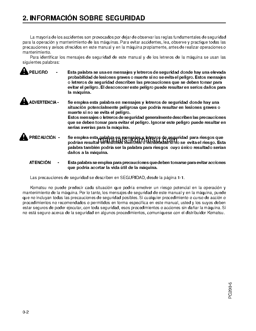 Protected: PC210-6(JPN) S/N 31425-31495 Operation manual (Spanish)