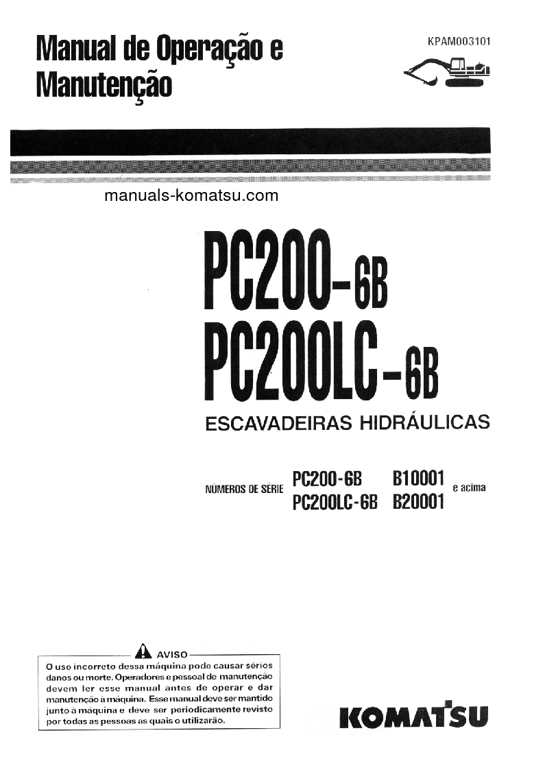 PC200-6(BRA) S/N B10001-UP Operation manual (Portuguese)