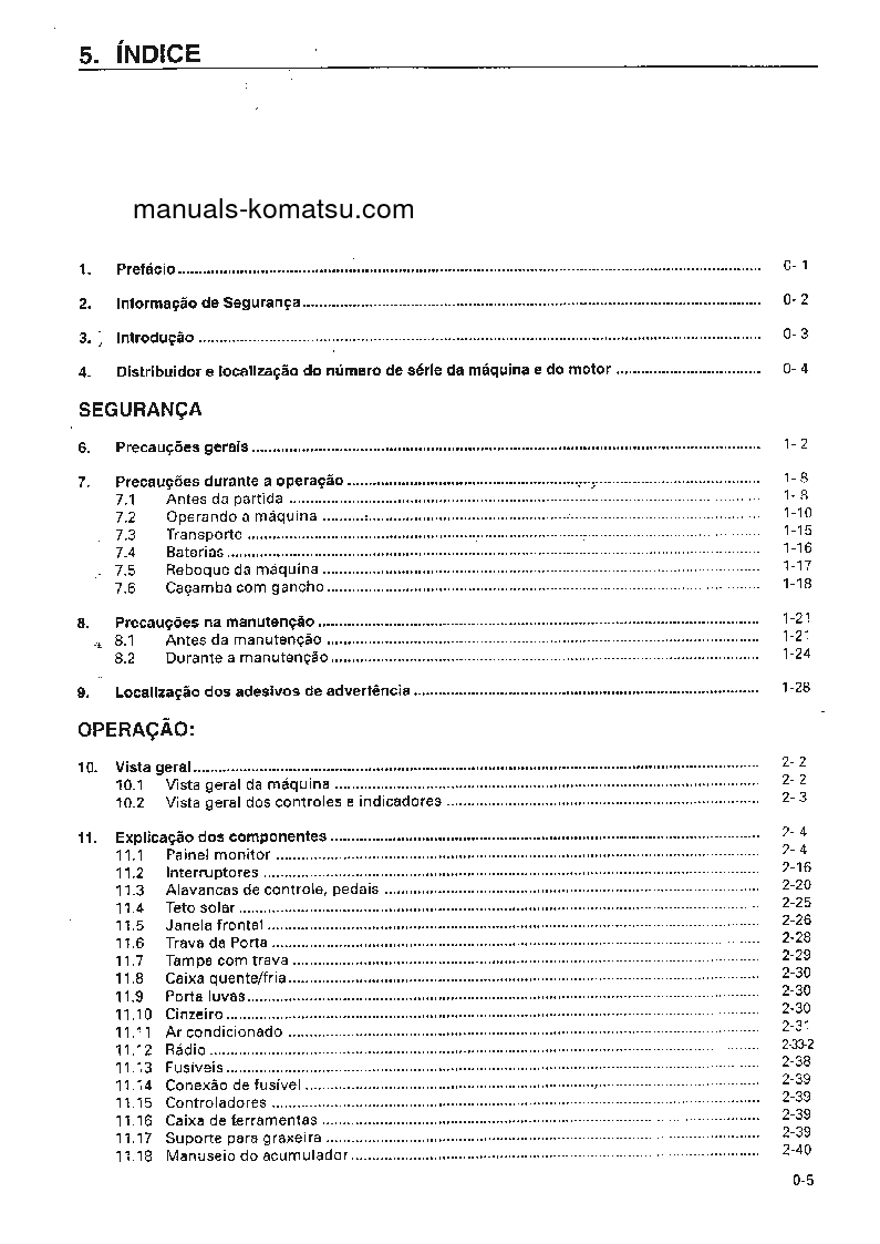Protected: PC200-6(BRA) S/N B10001-UP Operation manual (Portuguese)