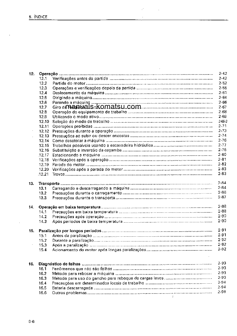 Protected: PC200-6(BRA) S/N B10001-UP Operation manual (Portuguese)
