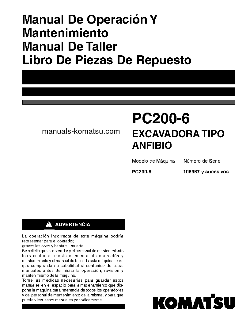 PC200-6(JPN) S/N 80001-87999 Operation manual (Spanish)