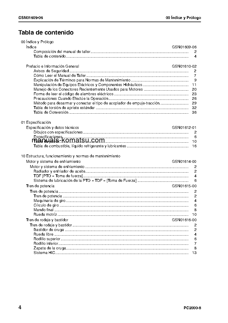 Protected: PC2000-8(JPN) S/N 20001-UP Shop (repair) manual (Spanish)