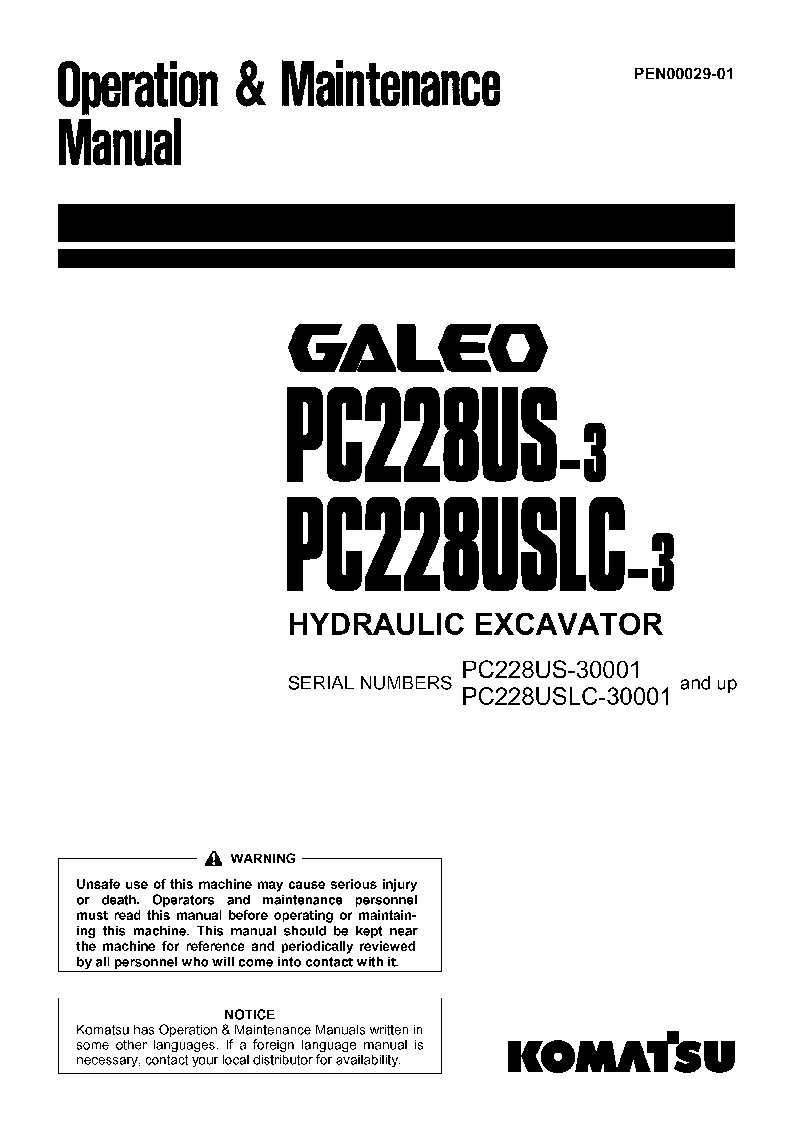PC228USLC-3(JPN)-FOR EU S/N 30001-UP Operation manual (English)
