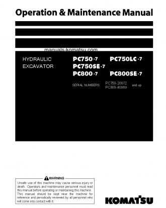 PC800SE-7(JPN) S/N 40067-UP Operation manual (English)