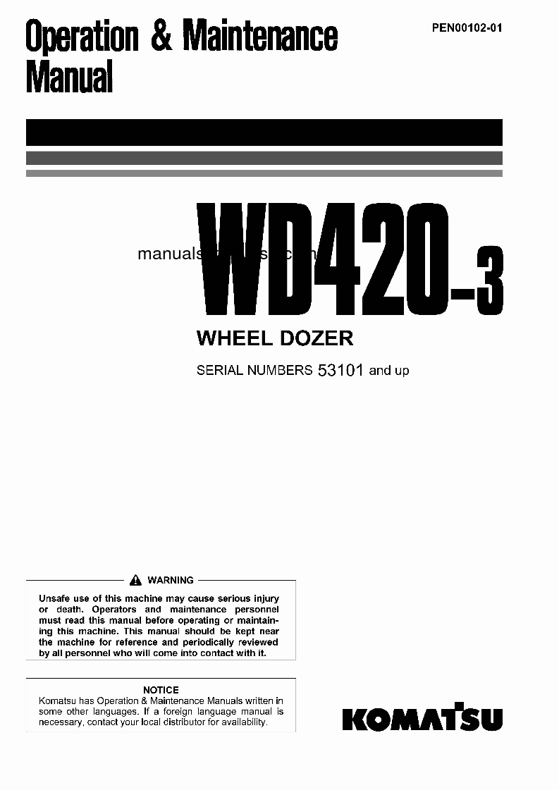 WD420-3(JPN) S/N 53101-UP Operation manual (English)