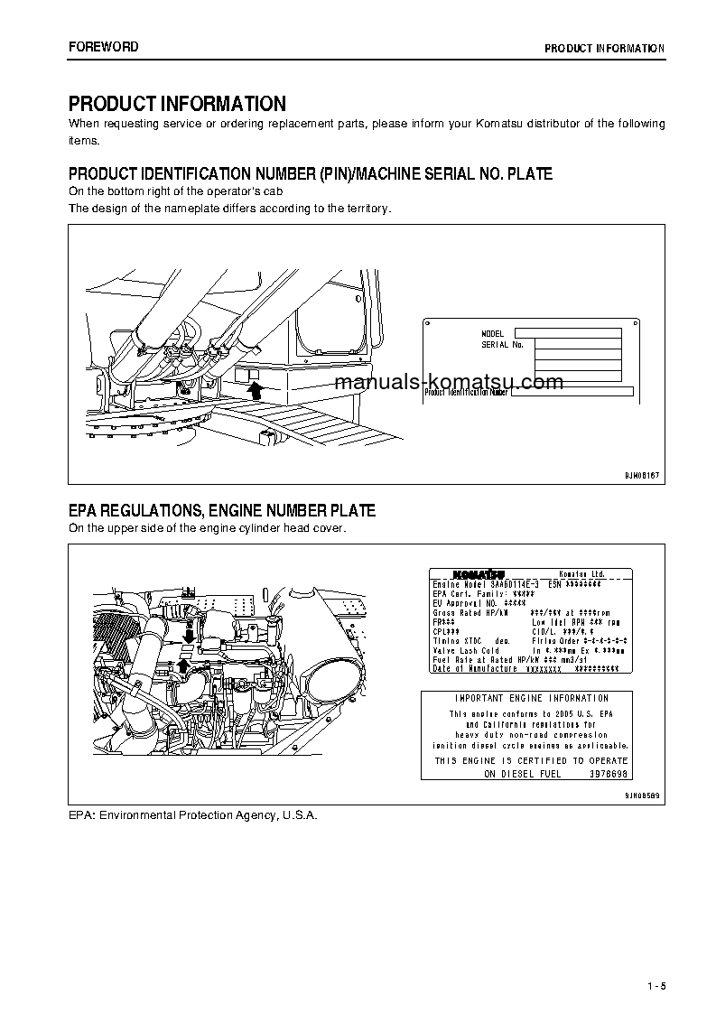 Protected: PC300LC-7(JPN)-E0, WORK EQUIPMENT GREASE 100H S/N 50001-UP Operation manual (English)
