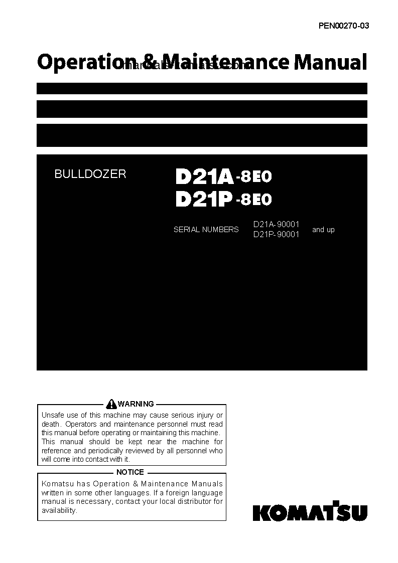 D21A-8(JPN)-INTERIM TIER4 S/N 90001-90218 Operation manual (English)