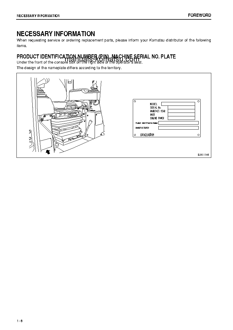Protected: D375A-5(JPN)-E0, ONE-WAY STEERING LEVER S/N 50146-UP Operation manual (English)