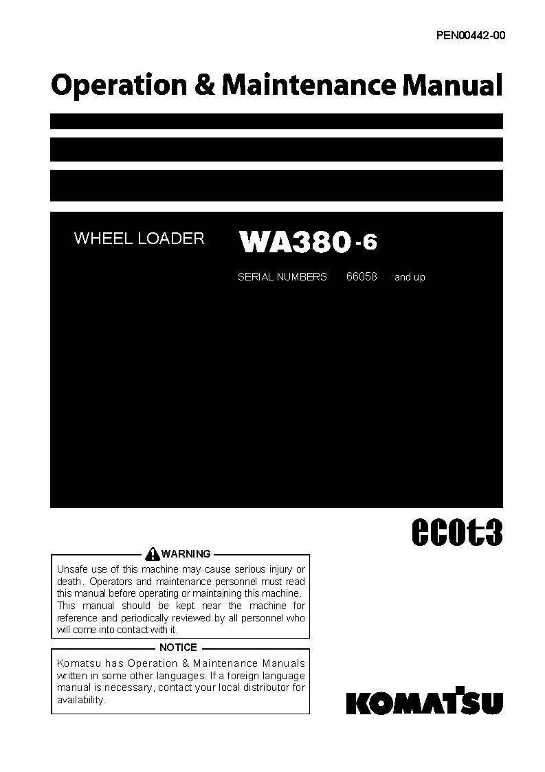 WA380-6(JPN) S/N 66058-66104 Operation manual (English)