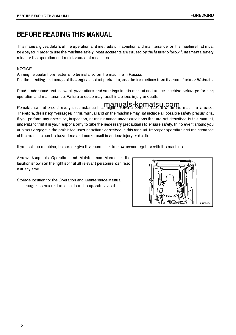 Protected: PC220LC-8(JPN)-WEBASTO HEATER SPEC., WORK EQUIPMENT GREASE 100H S/N 80454-UP Operation manual (English)
