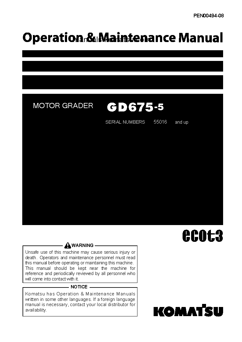 GD675-5(JPN) S/N 55016-UP Operation manual (English)