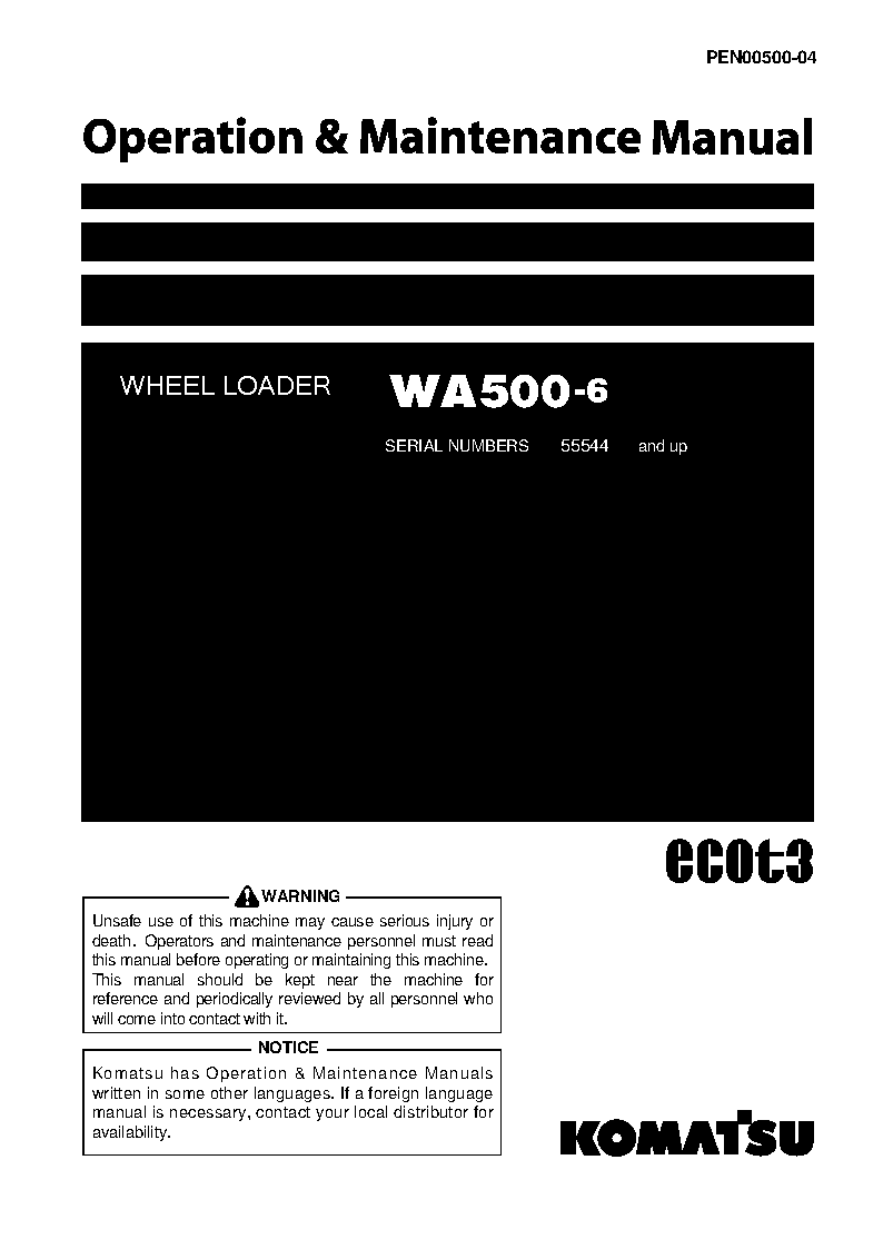 WA500-6(JPN) S/N 55544-UP Operation manual (English)
