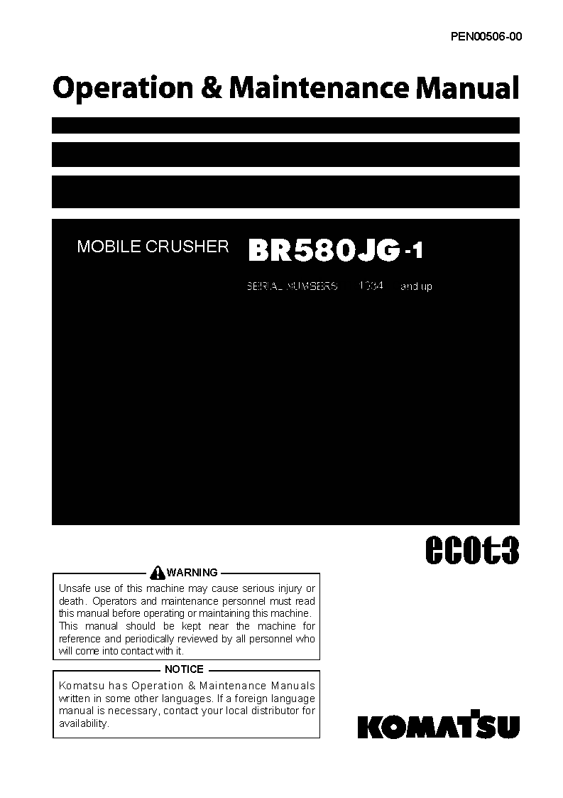 BR580JG-1(JPN) S/N 1034-UP Operation manual (English)