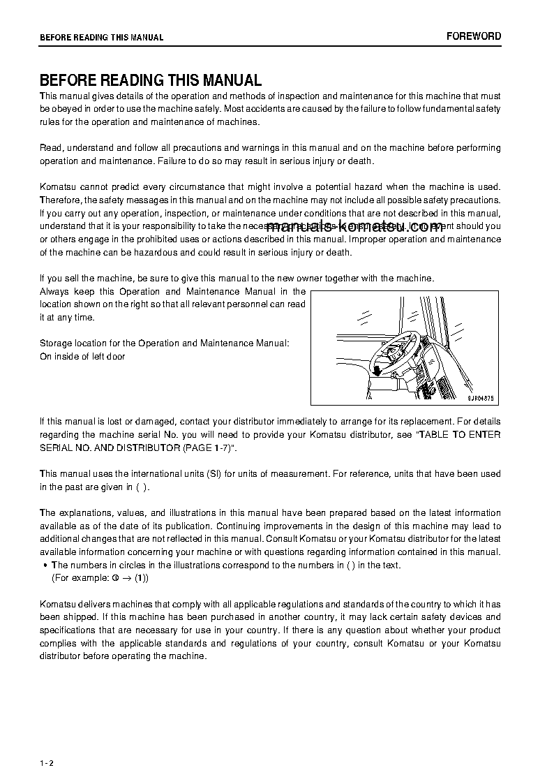 Protected: HD465-7(JPN)-W/O EGR, -40C DEGREE S/N 16132-16198 Operation manual (English)