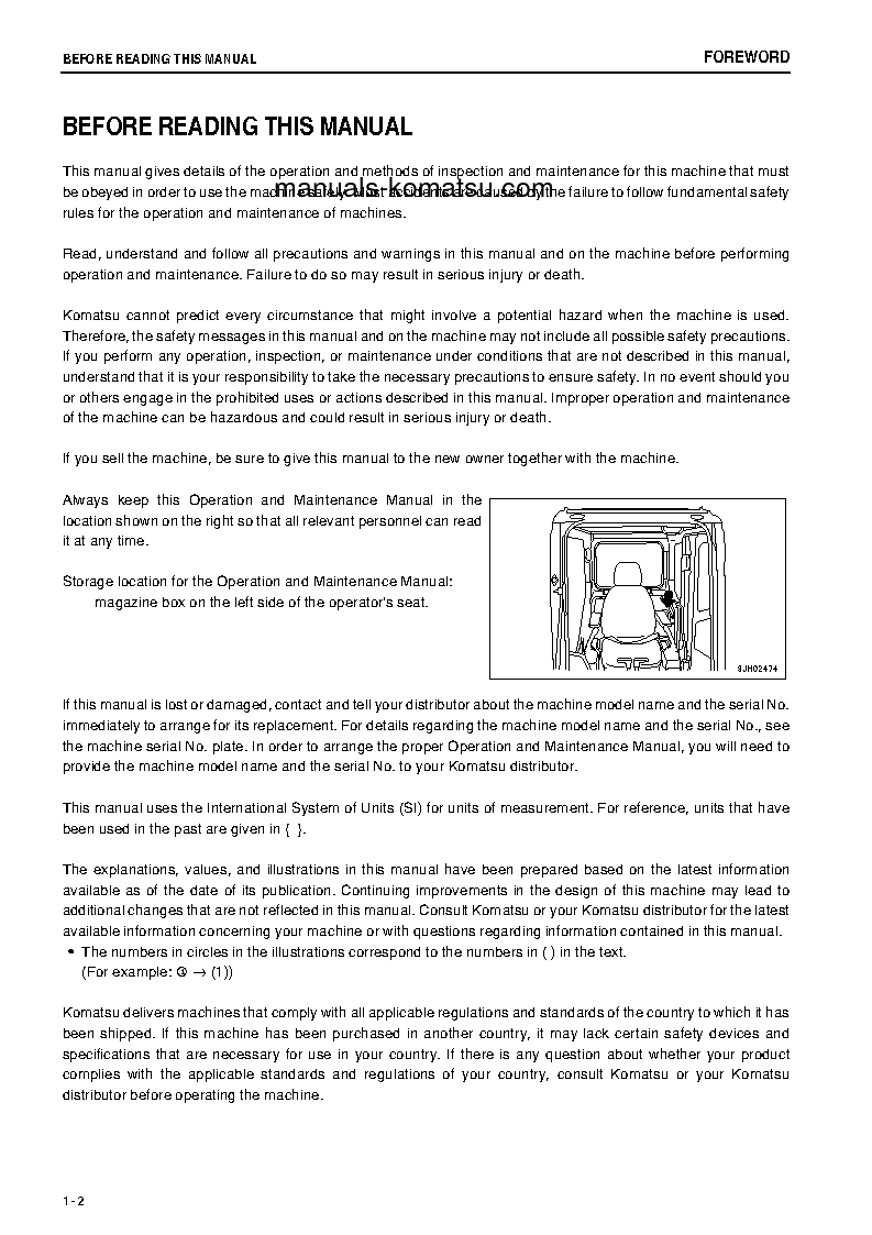 Protected: HB215LC-1(JPN)-M0, GREASING INTERVAL 500 HOUR S/N 10024-UP Operation manual (English)