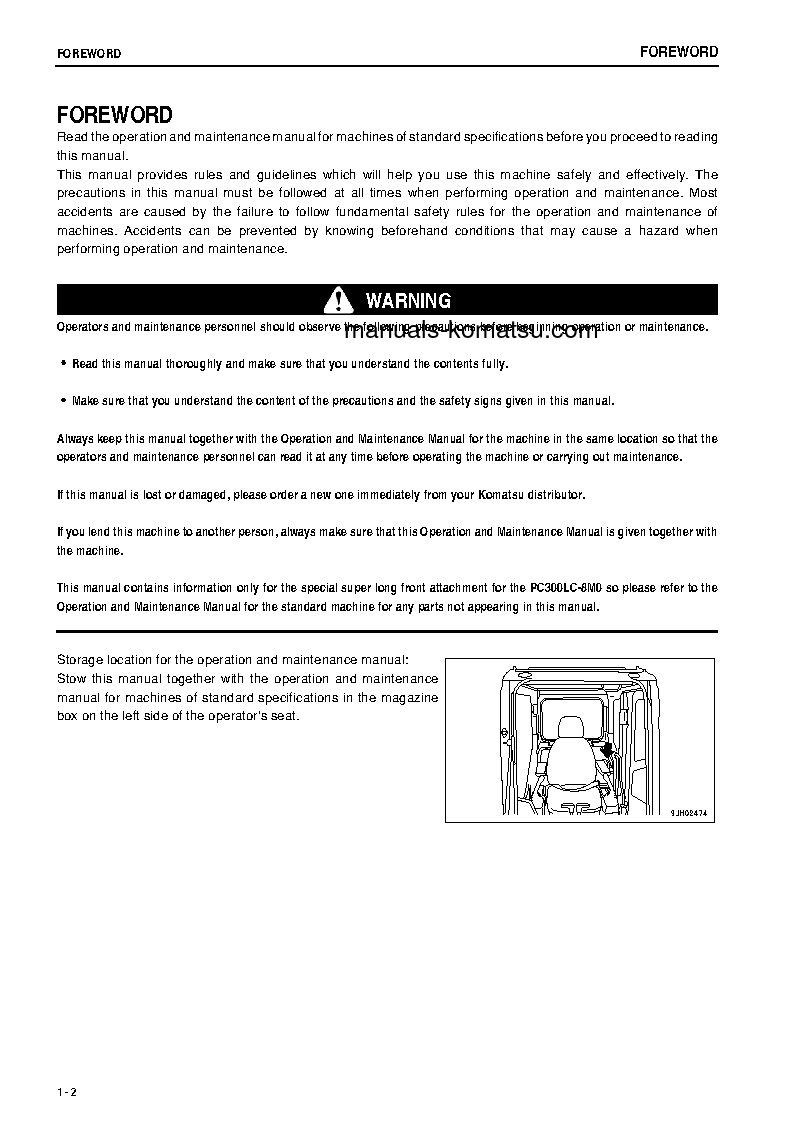 Protected: PC300LC-8(JPN)-M0, SUPER LONG FRONT SPEC. S/N 80001-UP Operation manual (English)