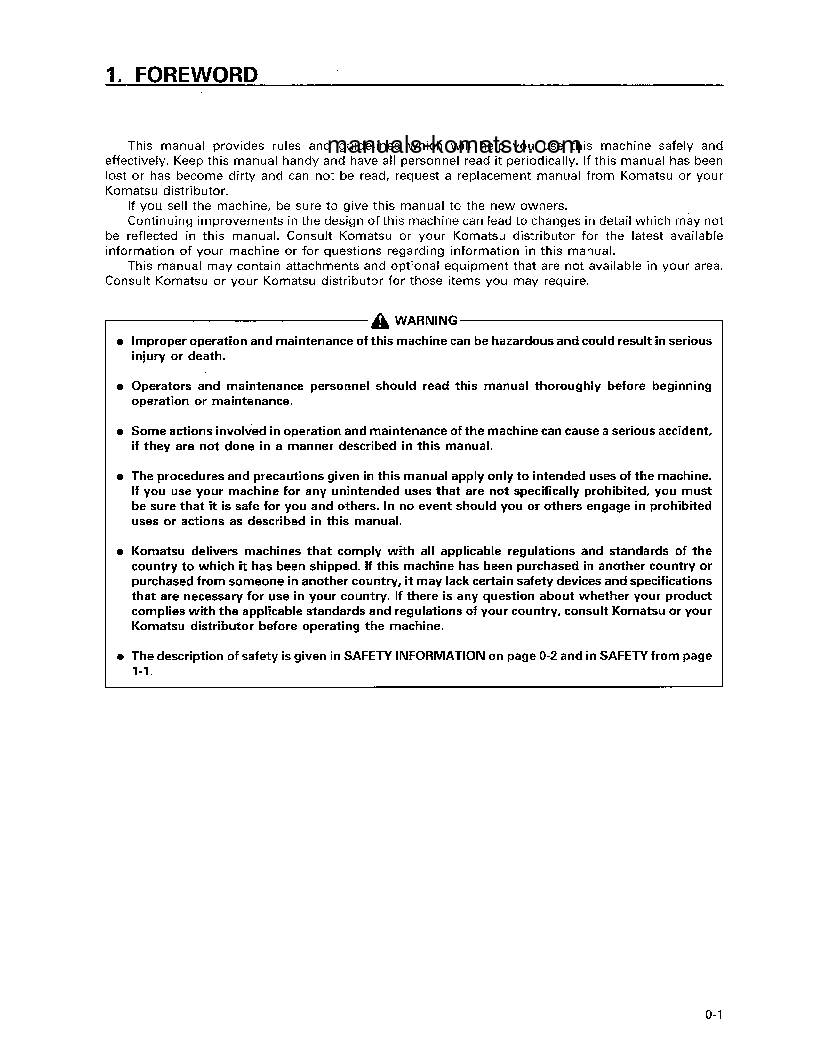 Protected: PC100-6(JPN) S/N 40001-40623 Operation manual (English)