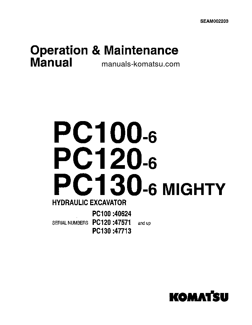 PC100-6(JPN) S/N 40624-41400 Operation manual (English)