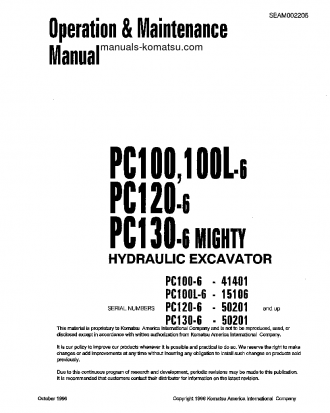 PC120-6(JPN) S/N 50201-57498 Operation manual (English)