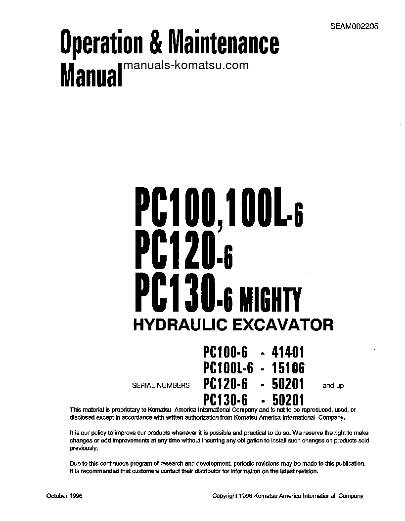 PC100-6(JPN) S/N 41401-45220 Operation manual (English)