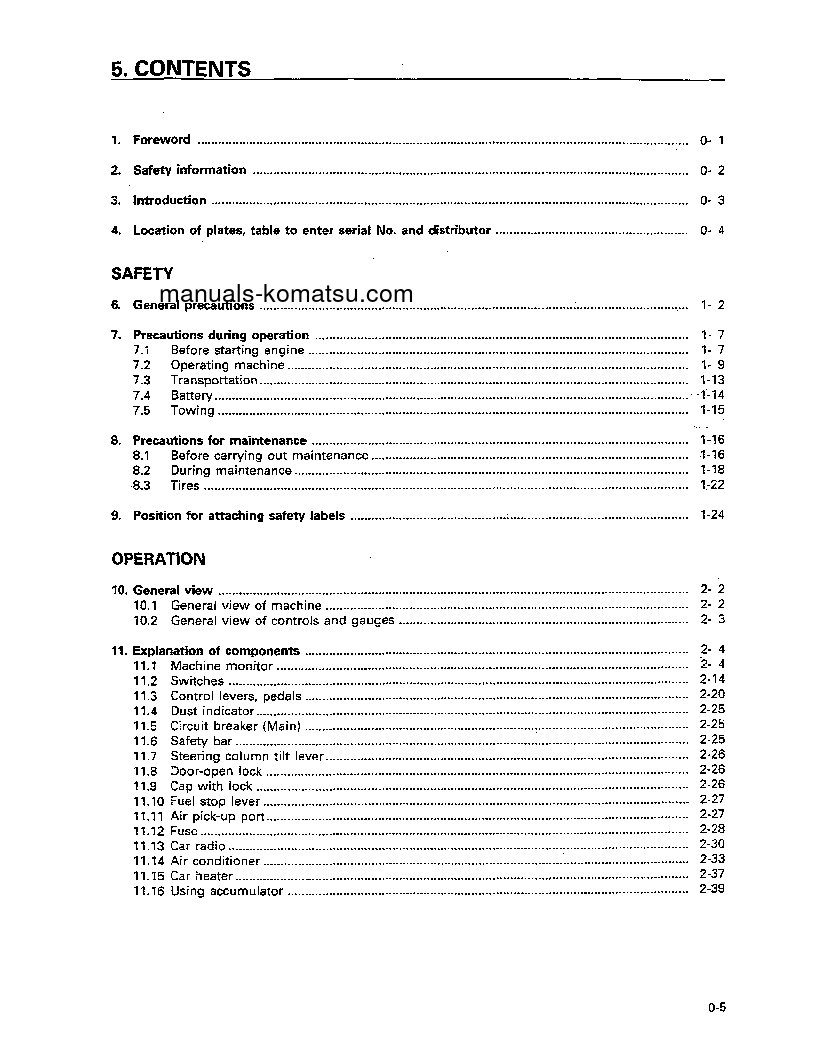 Protected: WA800-2(JPN) S/N 10501-10709 Operation manual (English)