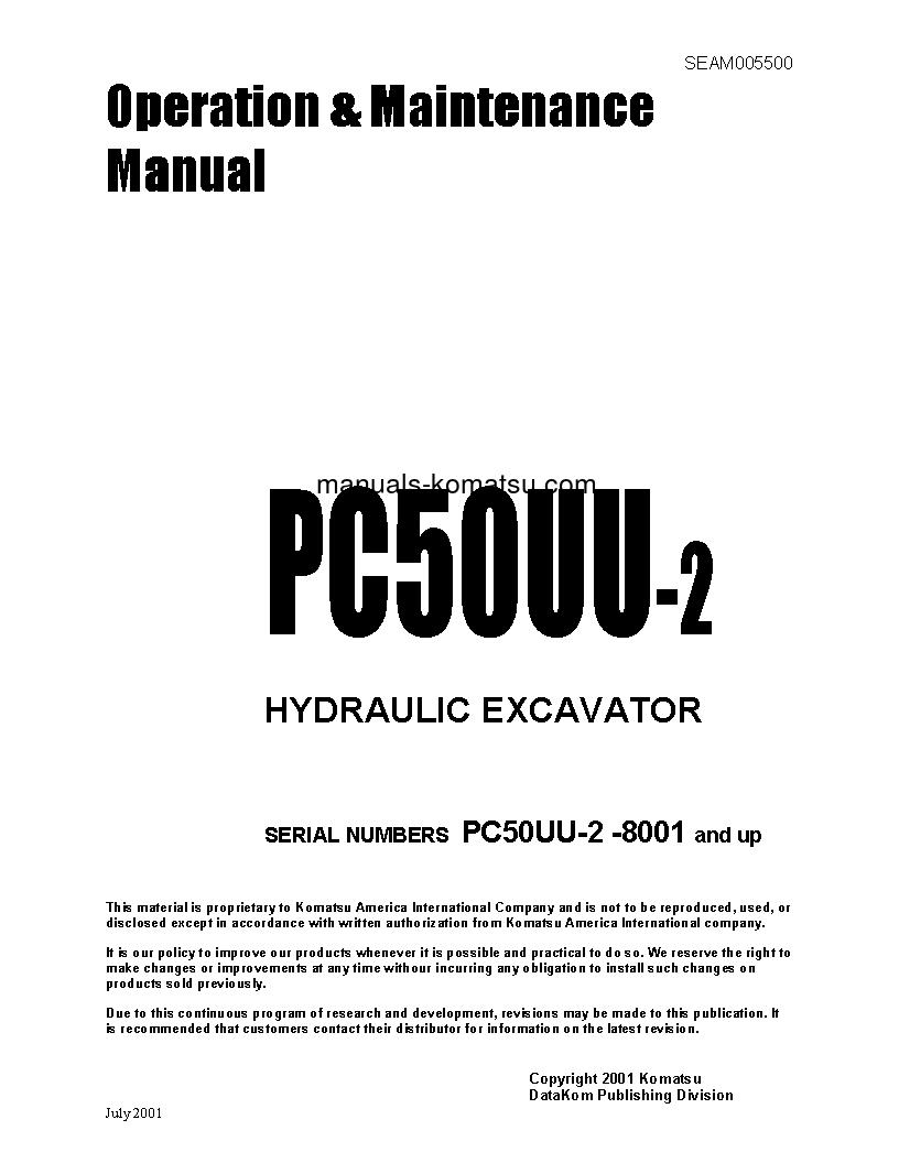 PC50UU-2(JPN) S/N 8001-UP Operation manual (English)