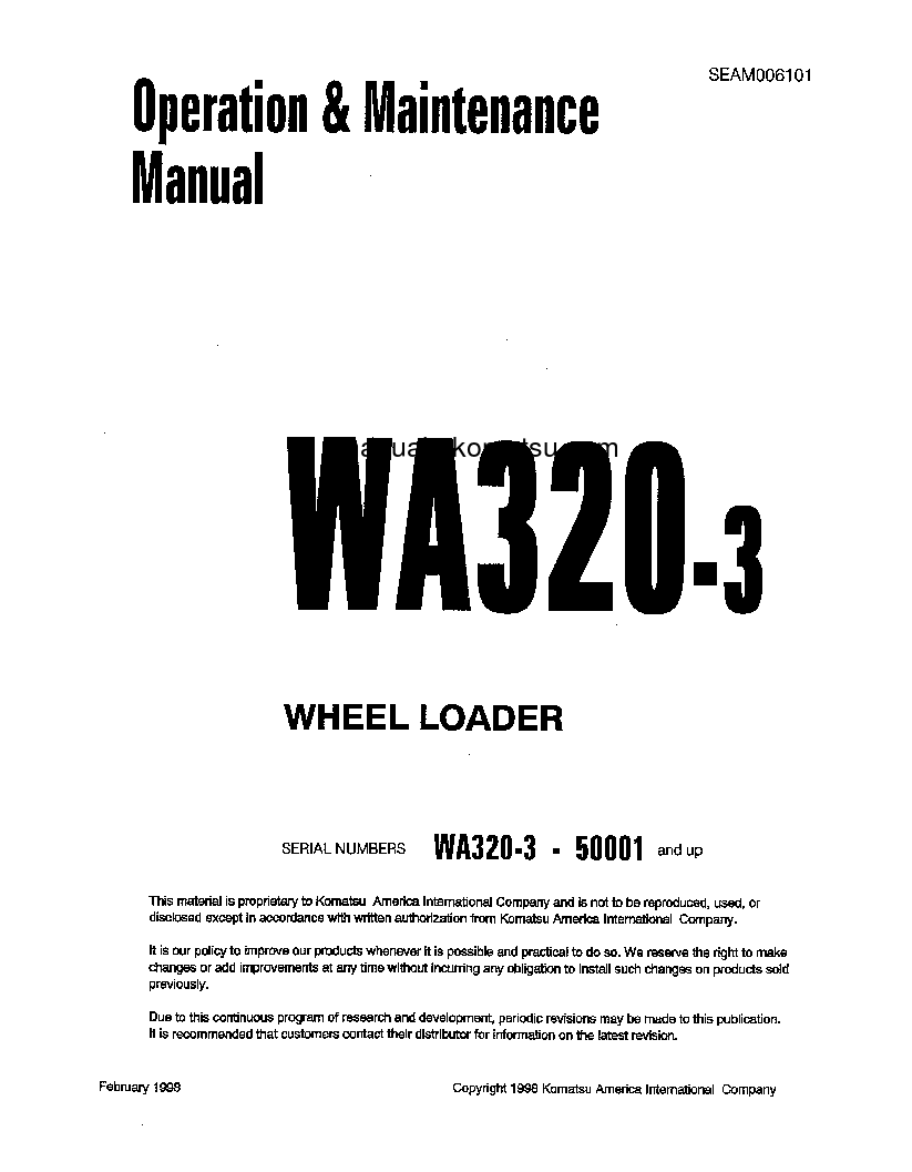 WA320-3(JPN) S/N 50001-UP Operation manual (English)