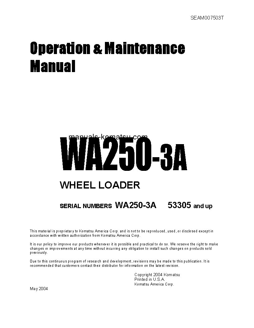 WA250-3(JPN)-A S/N 53305-UP Operation manual (English)