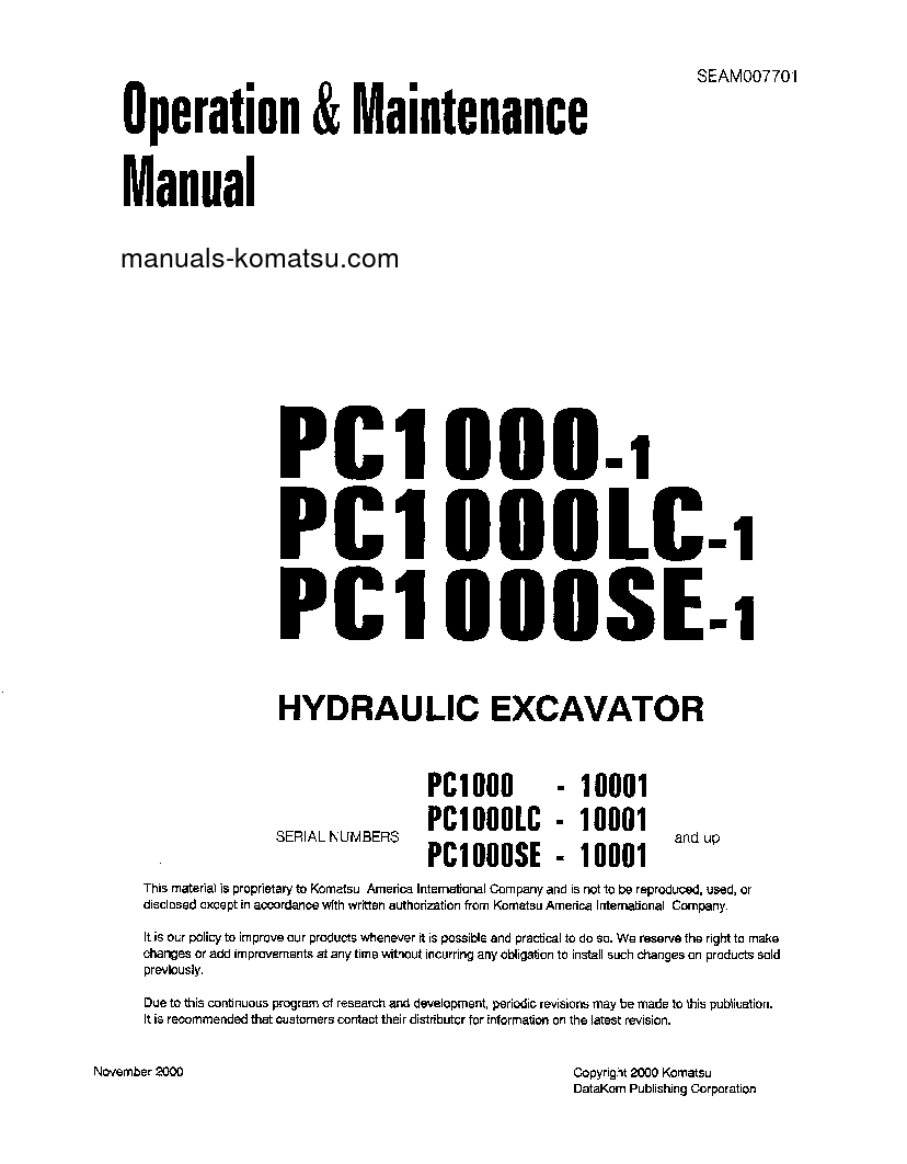 Protected: PC1000SE-1(JPN) S/N 10001-10376 Operation manual (English)