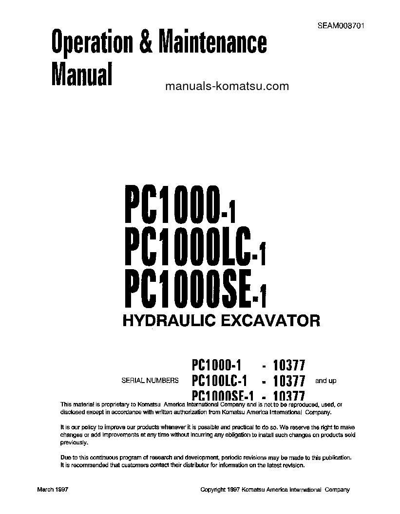 PC1000SE-1(JPN) S/N 10377-UP Operation manual (English)
