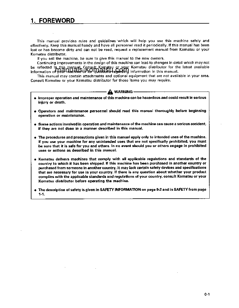 Protected: WA900-1(USA)-L S/N A20001-A20007 Operation manual (English)