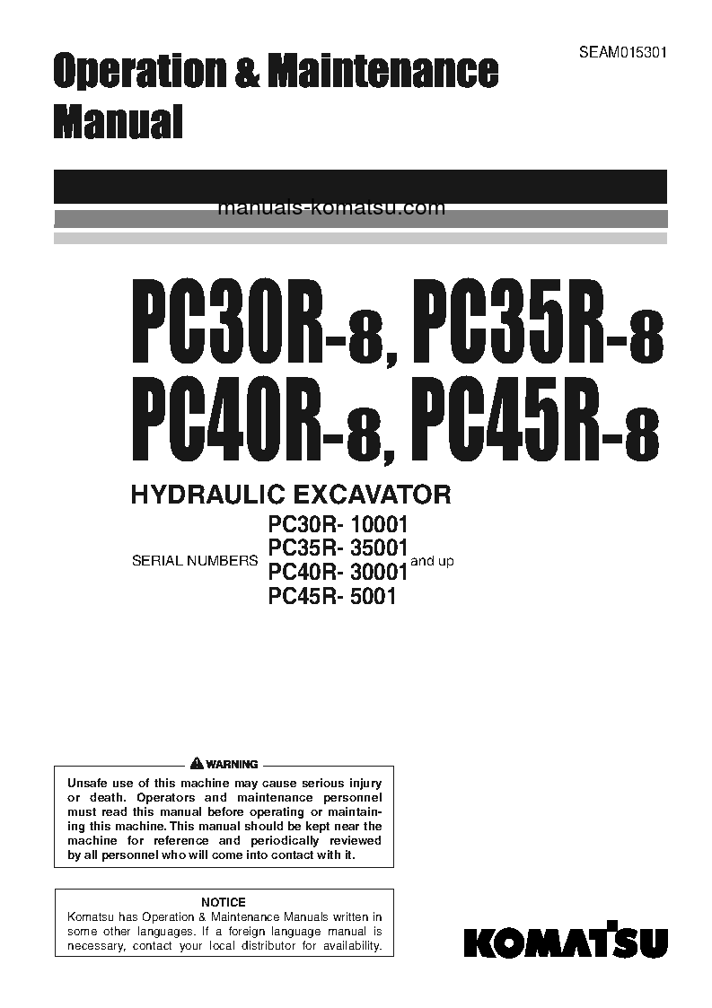 PC45R-8(JPN) S/N 5001-UP Operation manual (English)