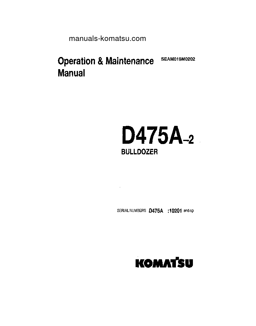 D475A-2(JPN) S/N 10201-10281 Operation manual (English)
