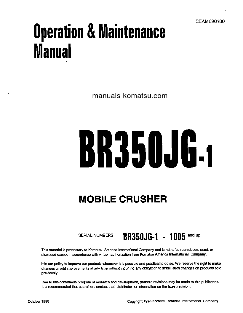 BR350JG-1(JPN) S/N 1005-1231 Operation manual (English)