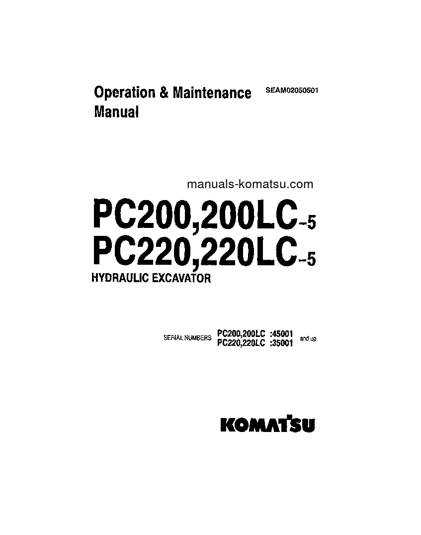 PC220-5(JPN) S/N 35001-36613 Operation manual (English)