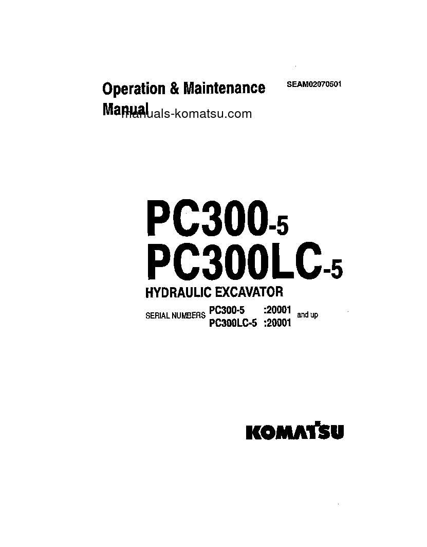 PC300LC-5(JPN) S/N 20001-21400 Operation manual (English)