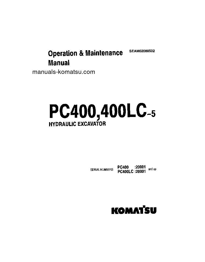 PC400LC-5(JPN) S/N 20001-20602 Operation manual (English)