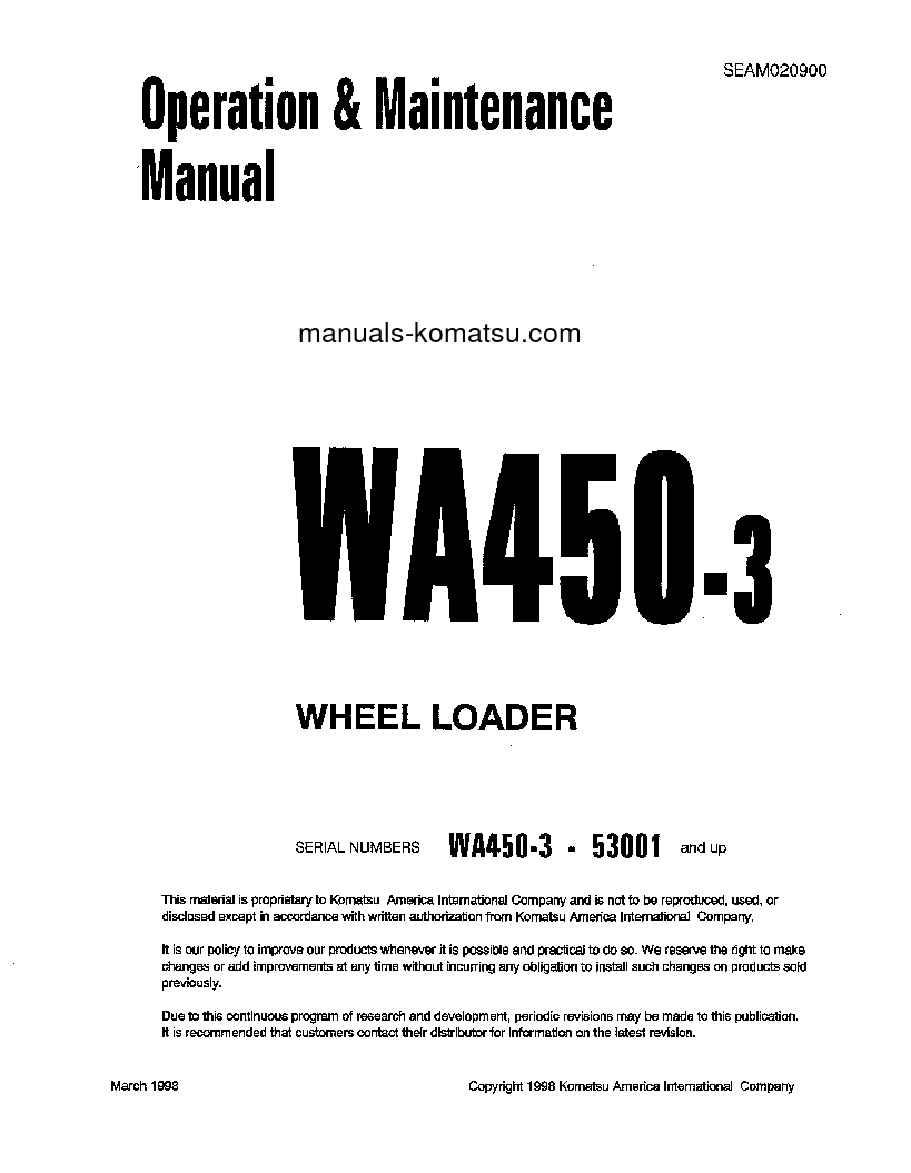 WA450L-3(JPN) S/N 53001-UP Operation manual (English)