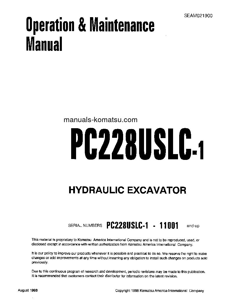 PC228USLC-1(JPN) S/N 11001-UP Operation manual (English)
