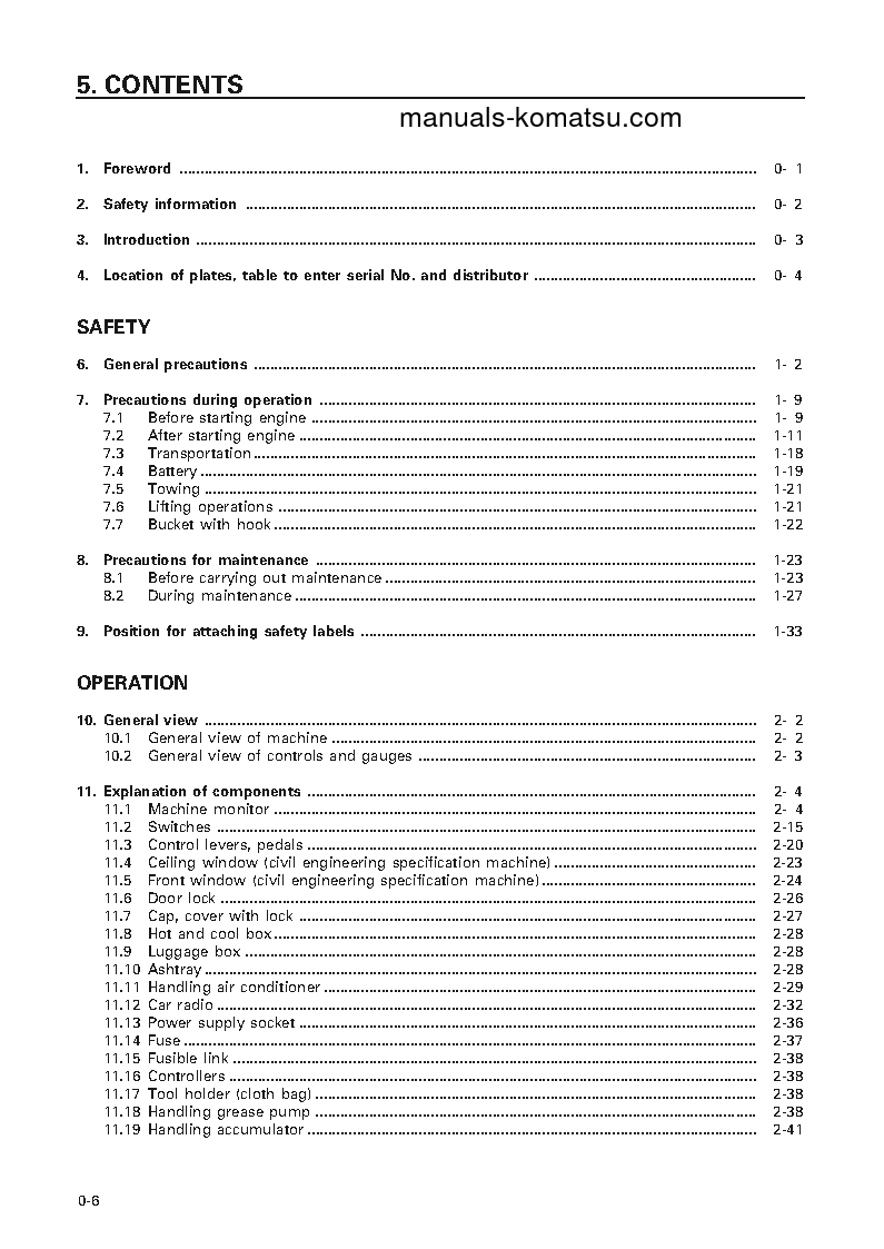 Protected: PC600LC-6(JPN) S/N 10001-11000 Operation manual (English)