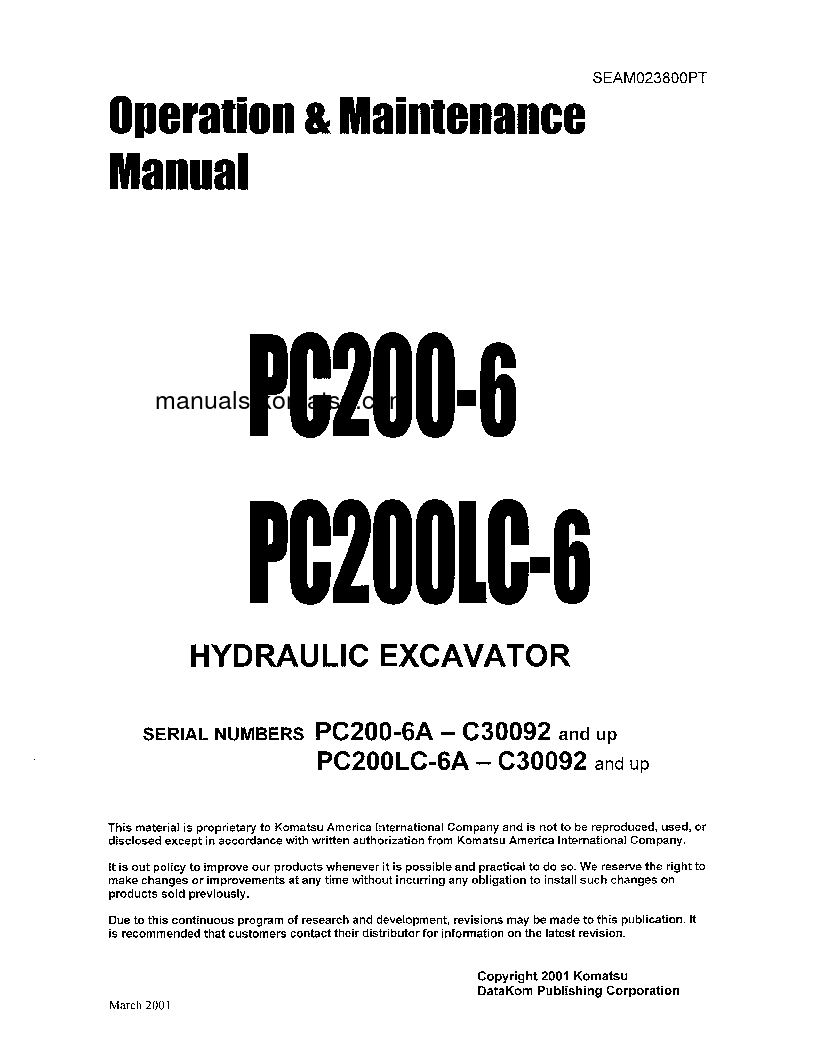 Protected: PC200LC-6(THA)-A S/N C30092-UP Operation manual (English)