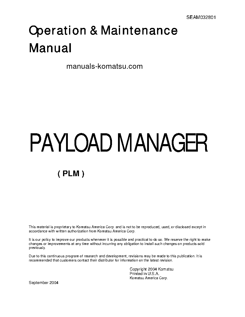 PLM(USA) S/N ALL Operation manual (English)