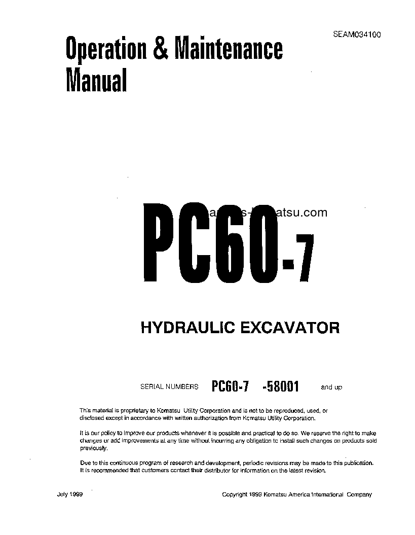 PC60-7(JPN) S/N 58001-59596 Operation manual (English)