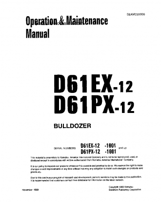 D61PX-12(JPN) S/N 1001-1111 Operation manual (English)